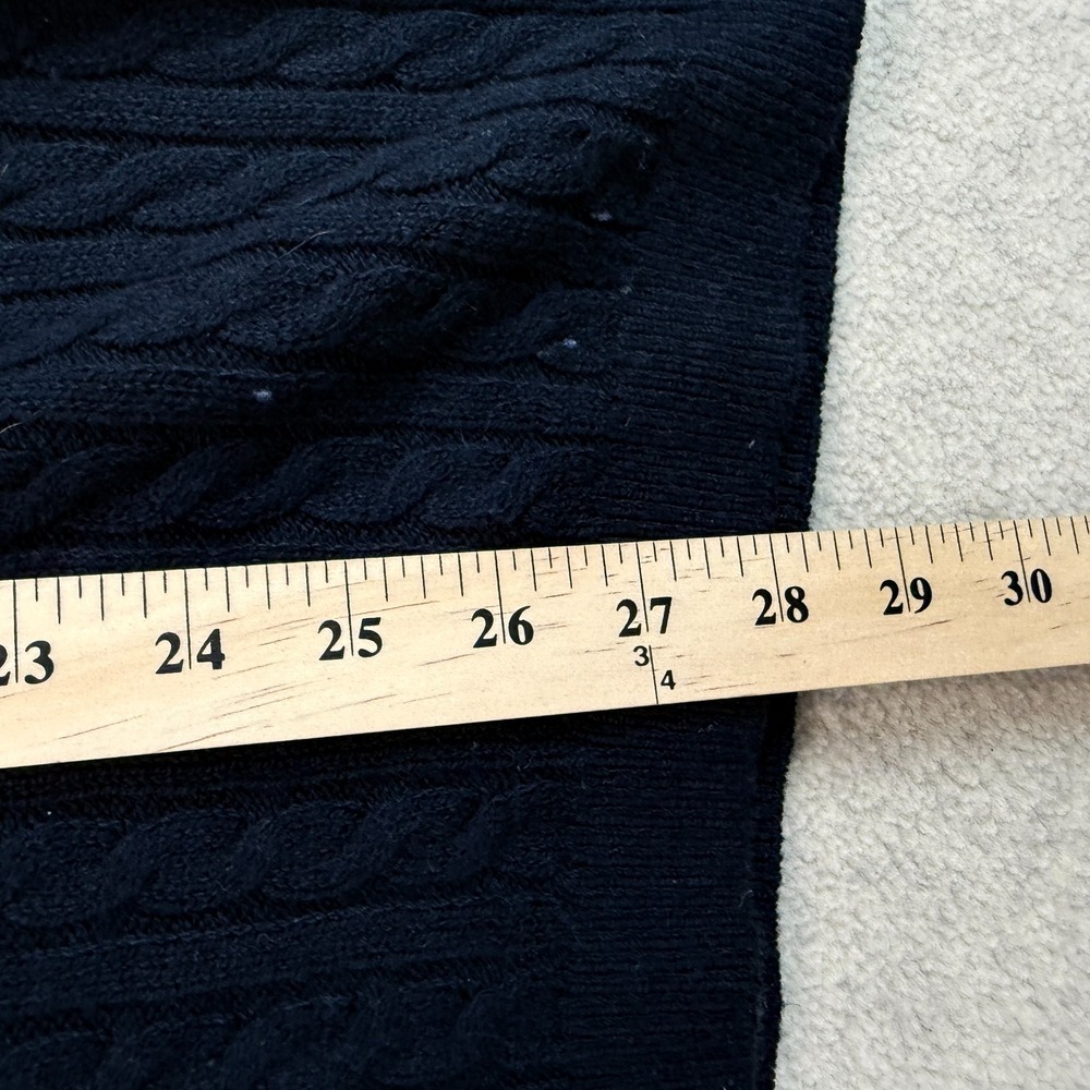 Tommy Hilfiger Women Cable Knit Pullover Sweater Masters Navy Ribbed V-Neck XL - Picture 6 of 7